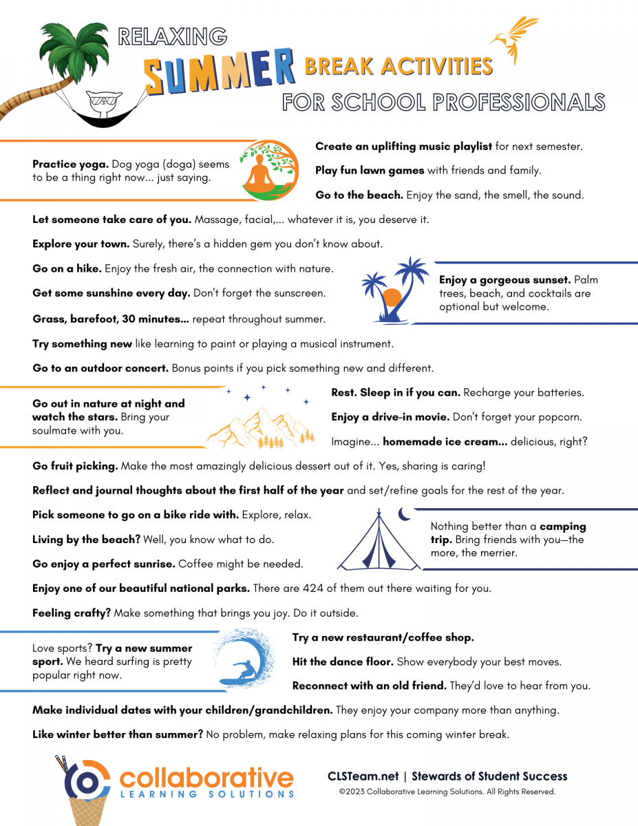 Summer Break Activities for School Professionals